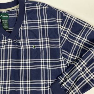 Vintage Catalina Blue and White Plaid V-neck Golf Sweater size XL